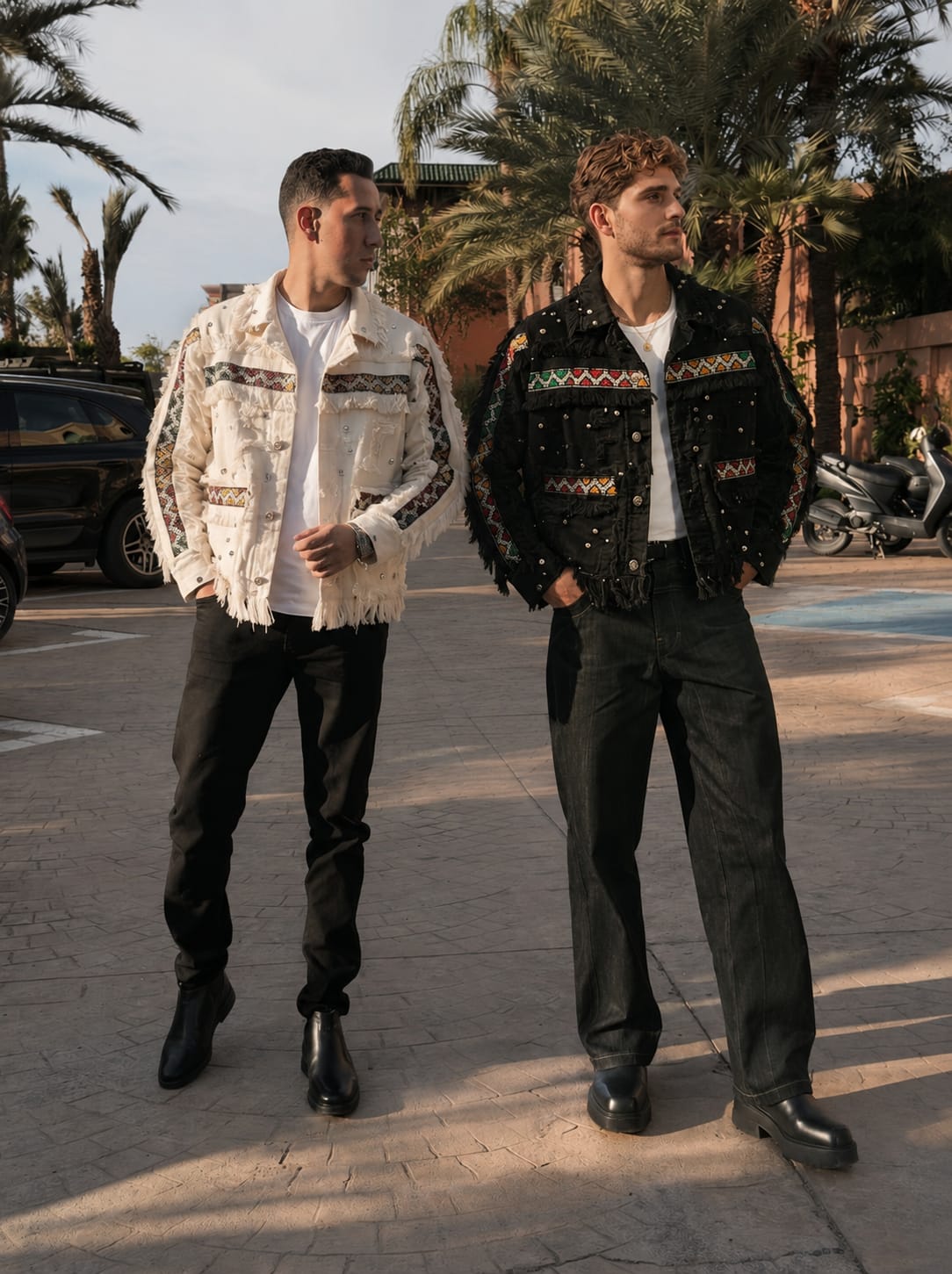 Men's Black and  White  Amazighi Jacket