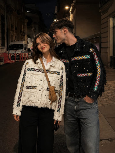 Unisex white and black Amazighi Jacket