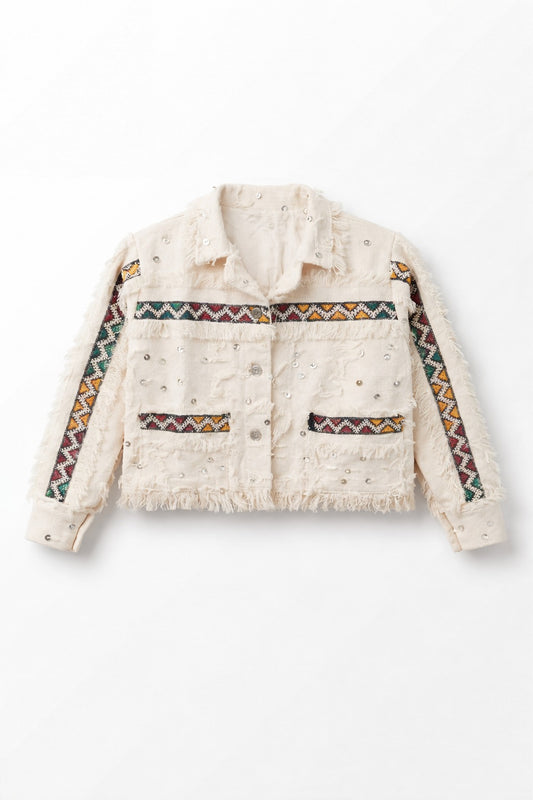 Women's White  and Black Amazighi Jacket
